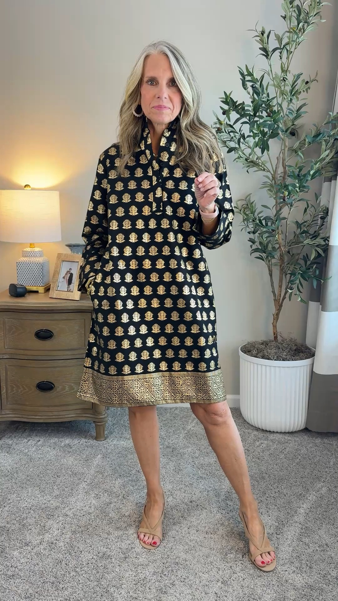 Jude Connally Helen dress. This one is begging for a special dinner or a cruise, but it will settle for a day at the office or out and about. Wearing XS 

#LTKdayinmylife #LTKootd #LTKOver40