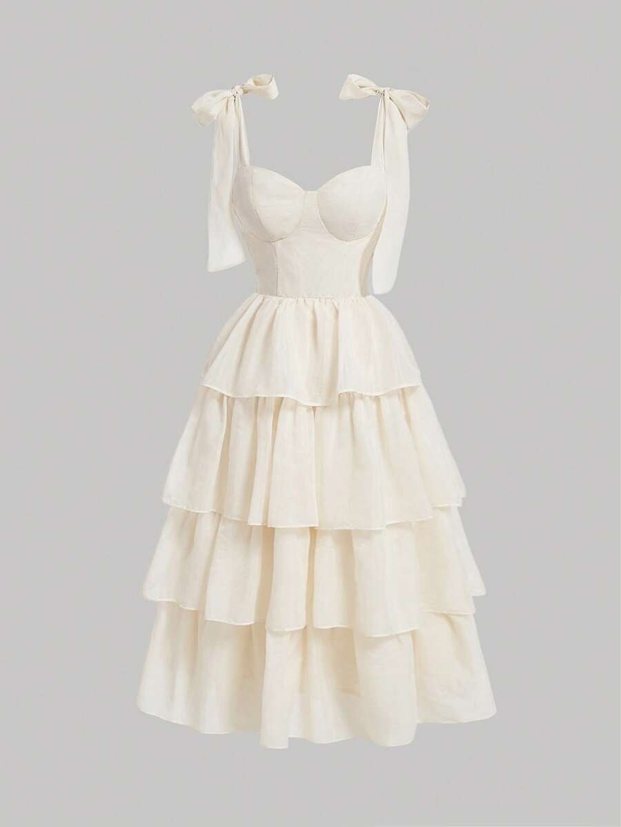 SHEIN MOD Women's Elegant Vintage Multi-Layered Dress Hemline Long Dress For Romantic Vacation | SHEIN