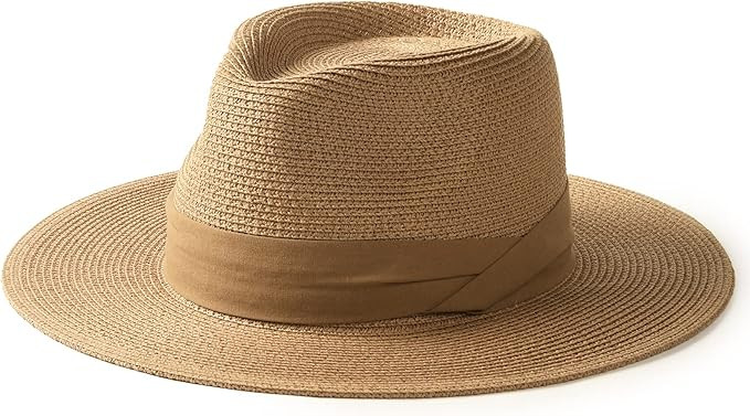 FURTALK Panama Hat Sun Hats for Women Men Wide Brim Fedora Straw Beach Hat UV UPF 50 | Amazon (US)
