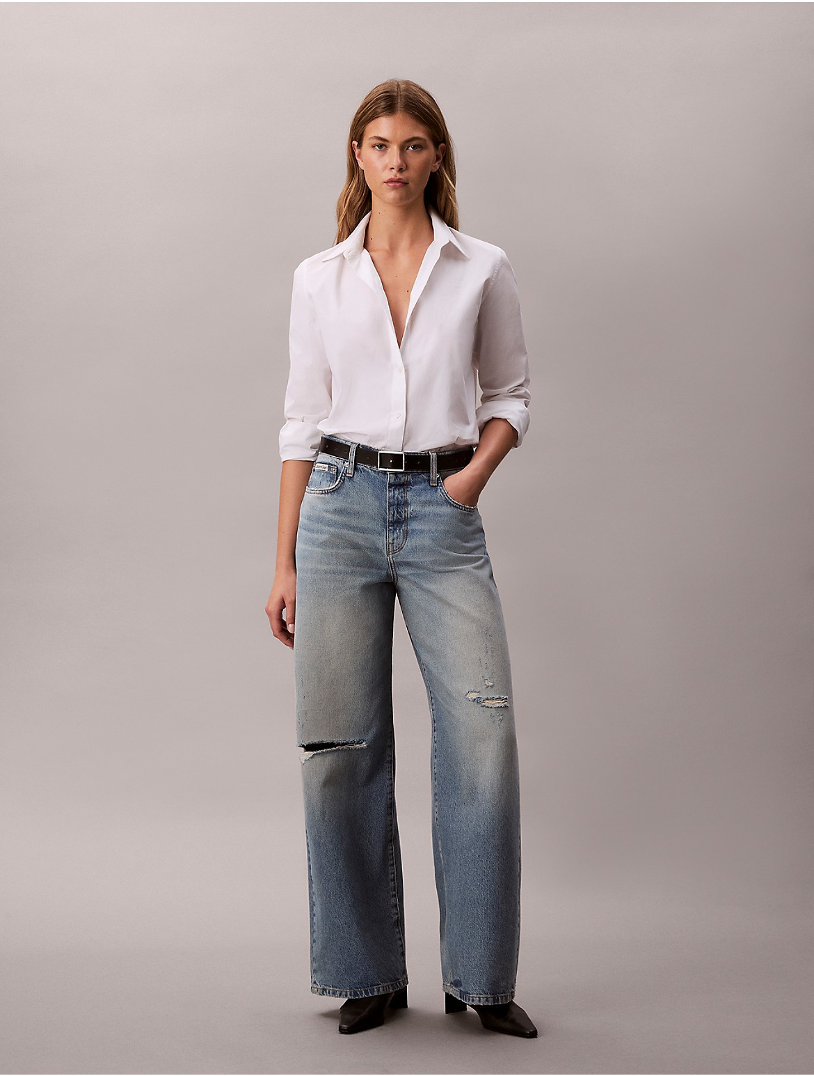 Calvin Klein Women's Wide Leg Jeans - Blue - 25W x RL | Calvin Klein (US)