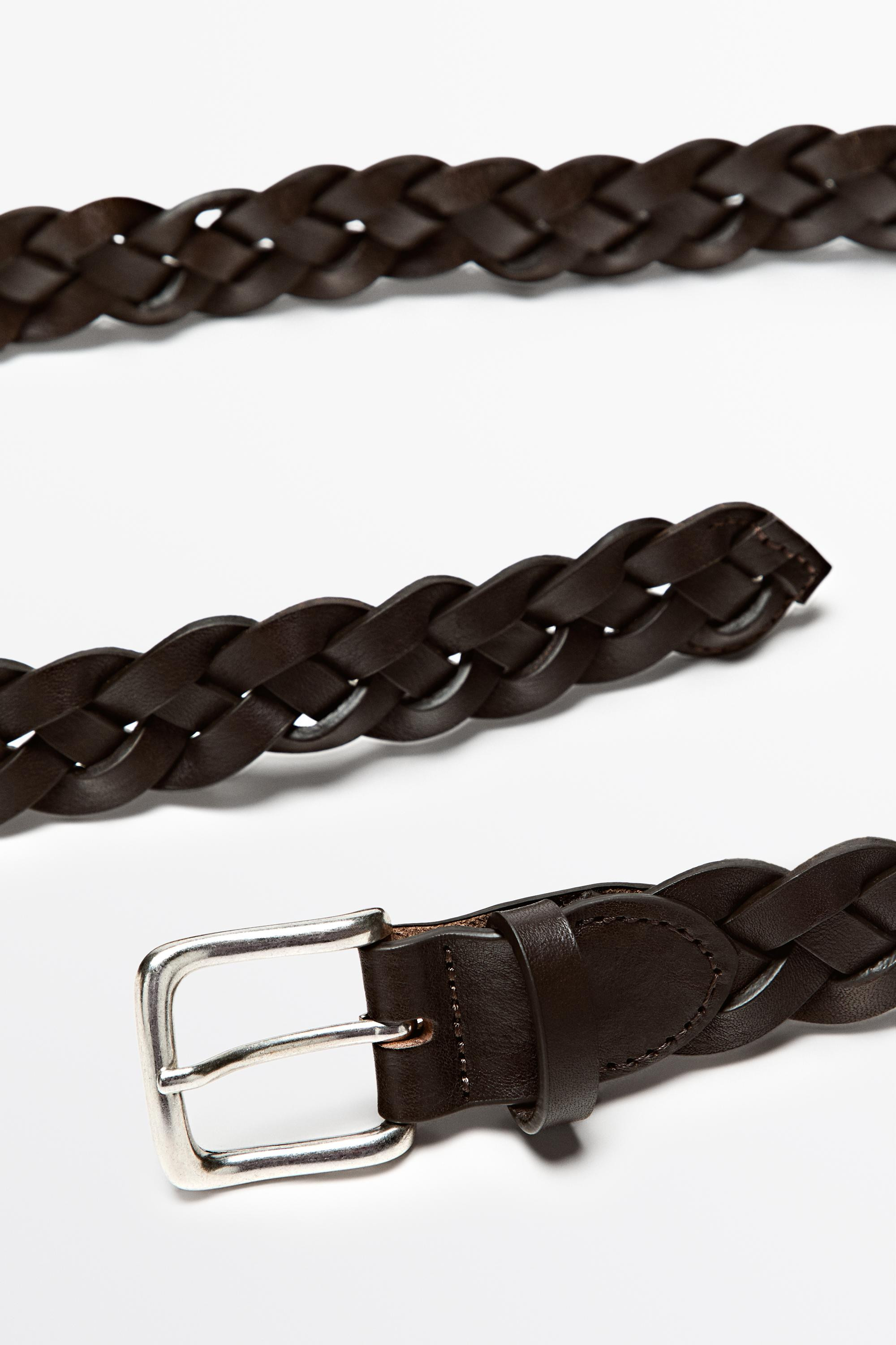 Braided nappa leather belt | Massimo Dutti UK