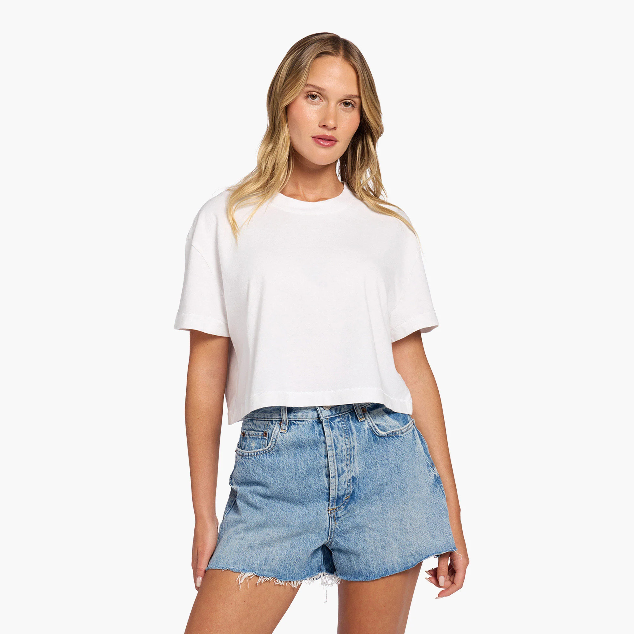 Vintage Cotton Cropped Tee | Bone | Nuuds US