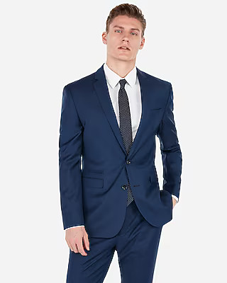 Slim Blue Wool-Blend Stretch Suit Jacket | Express