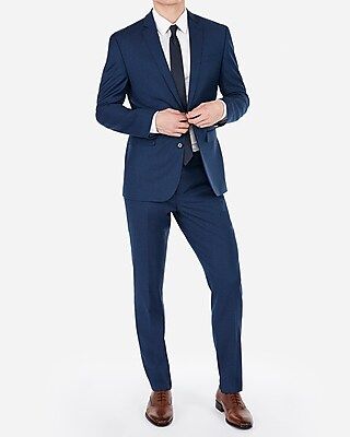 Slim Blue Wool-Blend Stretch Suit Jacket | Express