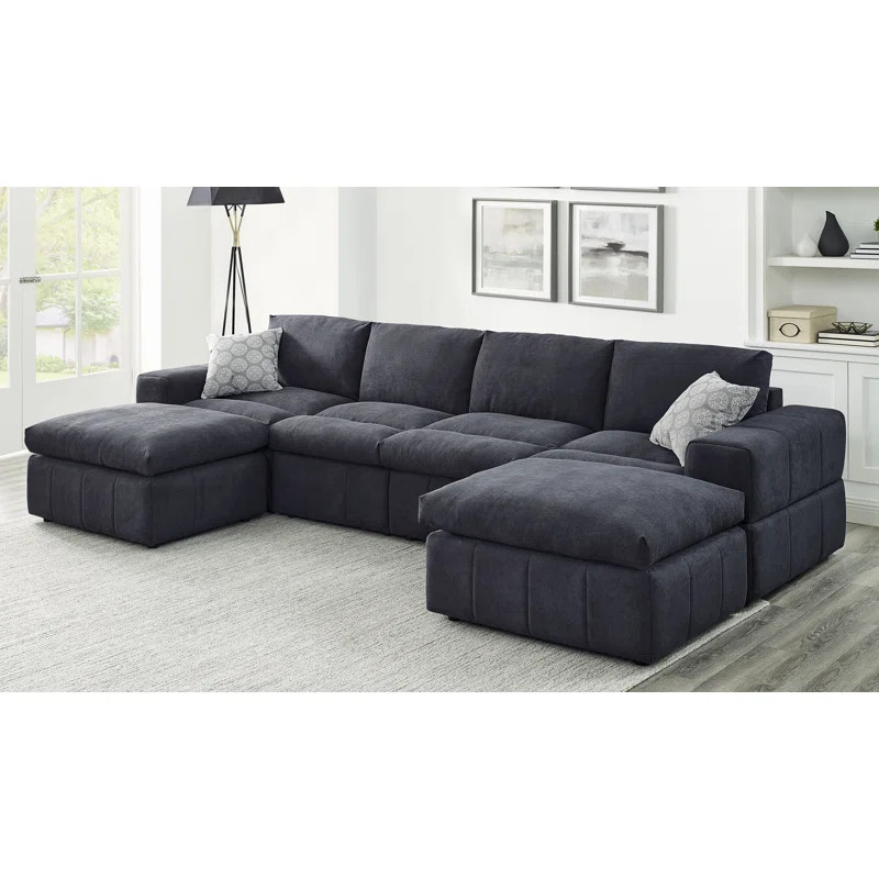 Anchoretta 134" Wide Reversible Modular Sectional with Ottoman | Wayfair North America