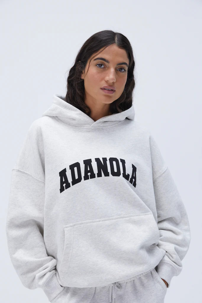 Varsity Oversized Hoodie - Light Grey Melange/Black | Adanola UK