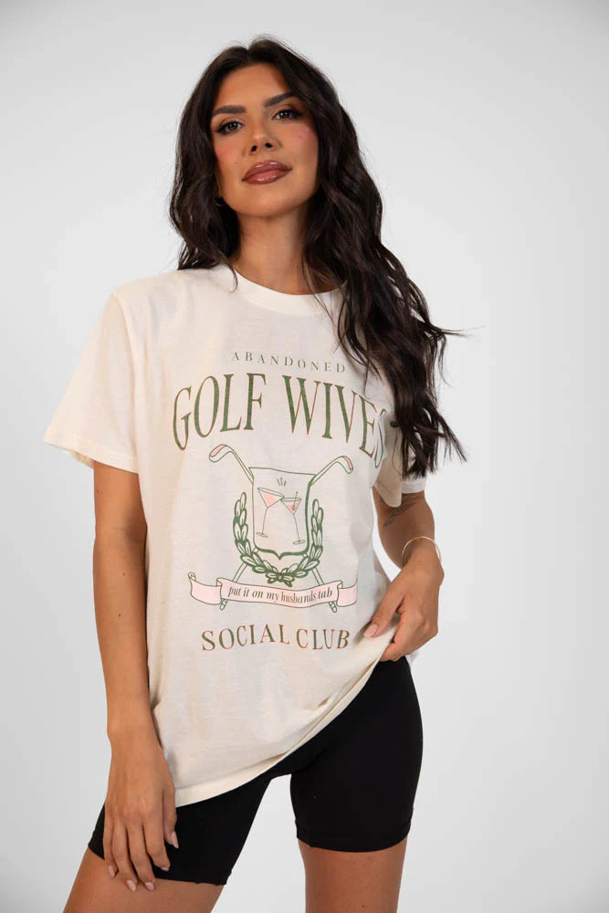 Golf Wives Cream Oversized Graphic Tee DOORBUSTER | Pink Lily