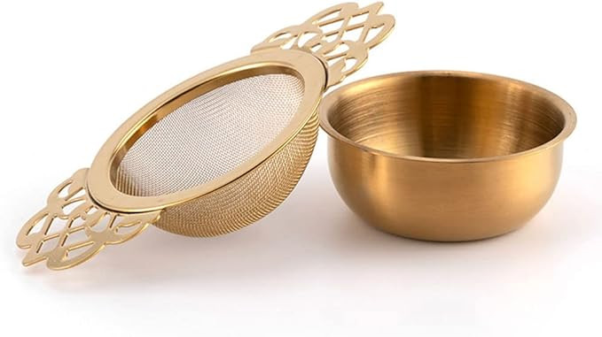 Tea Strainer Bowl Tea Strainer Stainless Steel Sliver Tea Strainers for Loose Tea Fine Mesh with ... | Amazon (US)