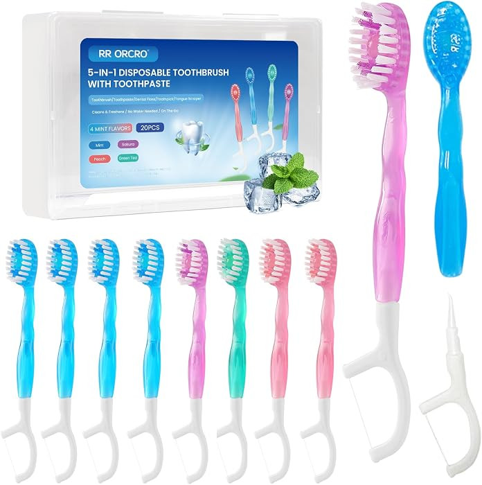 20Pack Mini Disposable Toothbrushes Set 5-in-1 Portable Pre-Pasted Travel Toothbrush with Toothpa... | Amazon (CA)