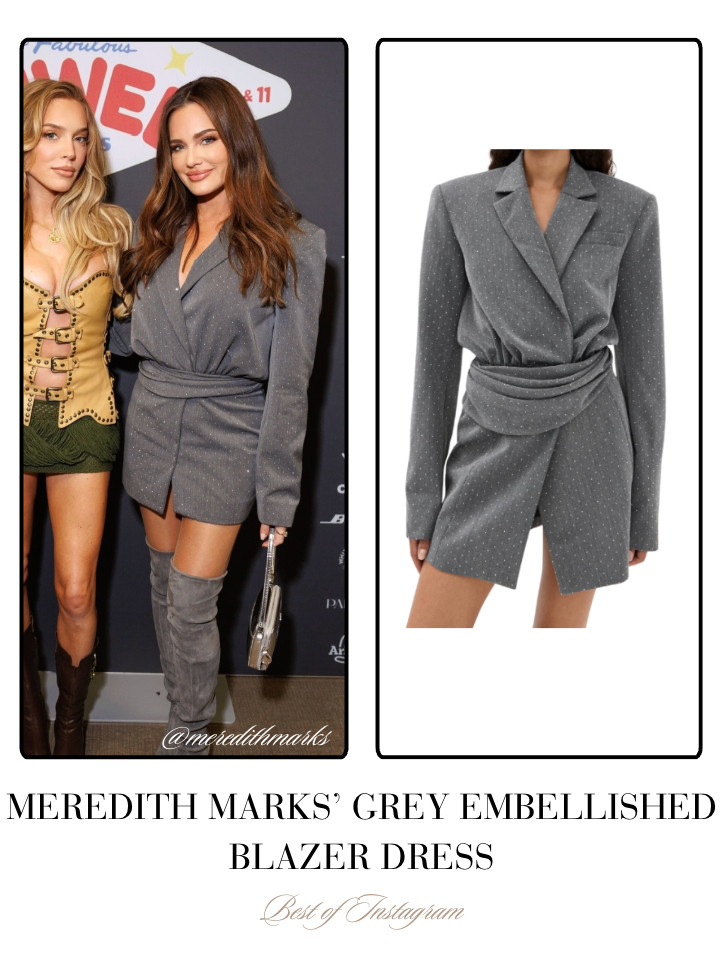 Meredith Marks' Grey Embellished Blazer Dress 📸= @meredithmarks 

 