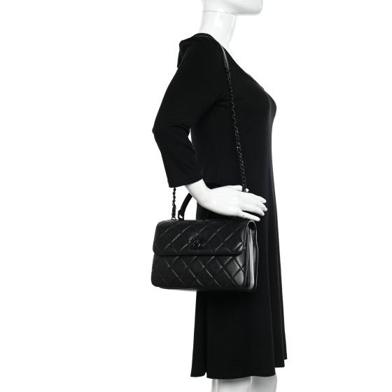 Lambskin Quilted Small Trendy CC Dual Handle Flap Bag So Black | FASHIONPHILE (US)