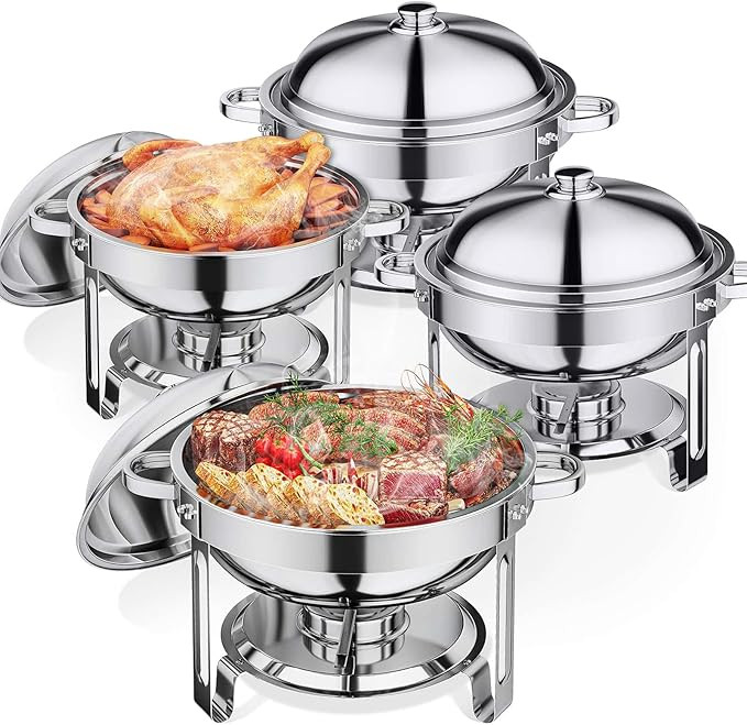 5.5QT Chafing Dishes for Buffet 4 Pack, Stainless Steel Chafing Dish Buffet Set, Buffet Servers a... | Amazon (US)