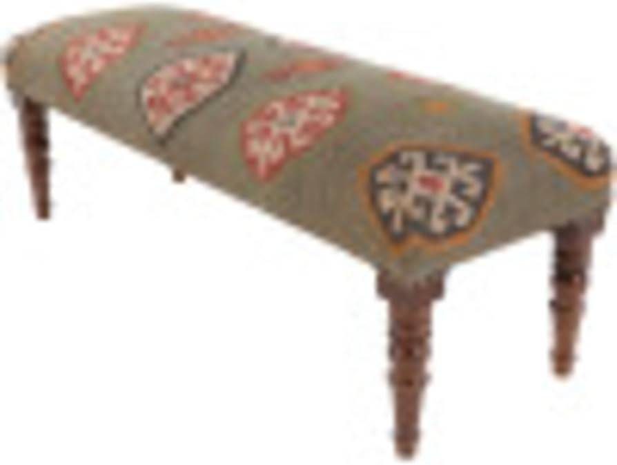 Livabliss Sandoval Global Jute Upholstered Bench, 18" H x 48" W x 16" D, Dark Green | Amazon (US)