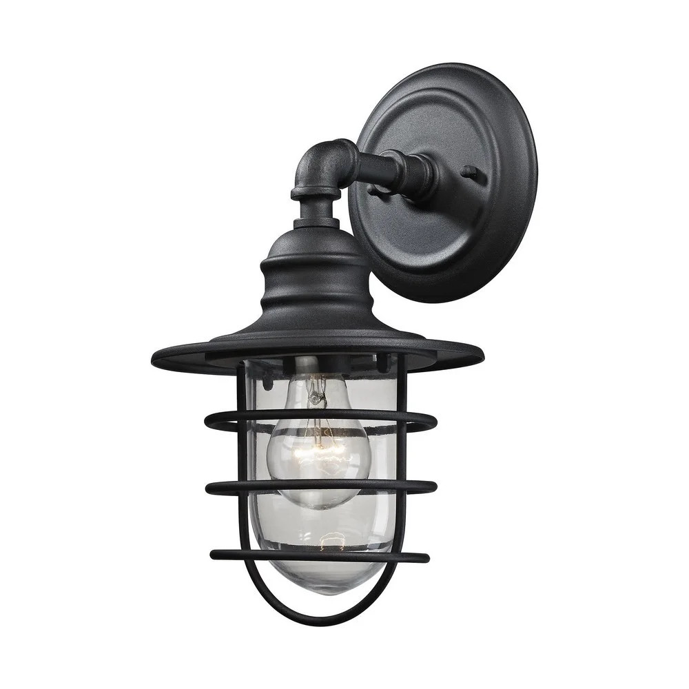 Coastal Style One Light Outdoor Caged Wall Lantern with Exposed Bulb - Transitional Porch Light | Walmart (US)