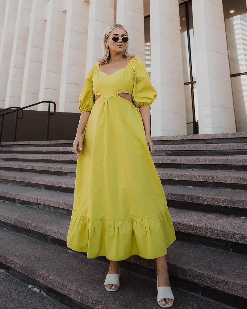 The Drop Women's Citroneele Tie-Back Cutout-Waist Maxi Dress by @kelclight | Amazon (US)