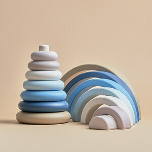 Sensory Toys Wooden Rainbow Stacker Toy Circle Pyramid Tower | Etsy | Etsy (US)