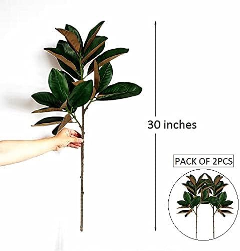 Artificial Magnolias Branches Faux Rubber Tree Leaves Long Stem Real Touch for Home Indoor Outdoor D | Amazon (US)