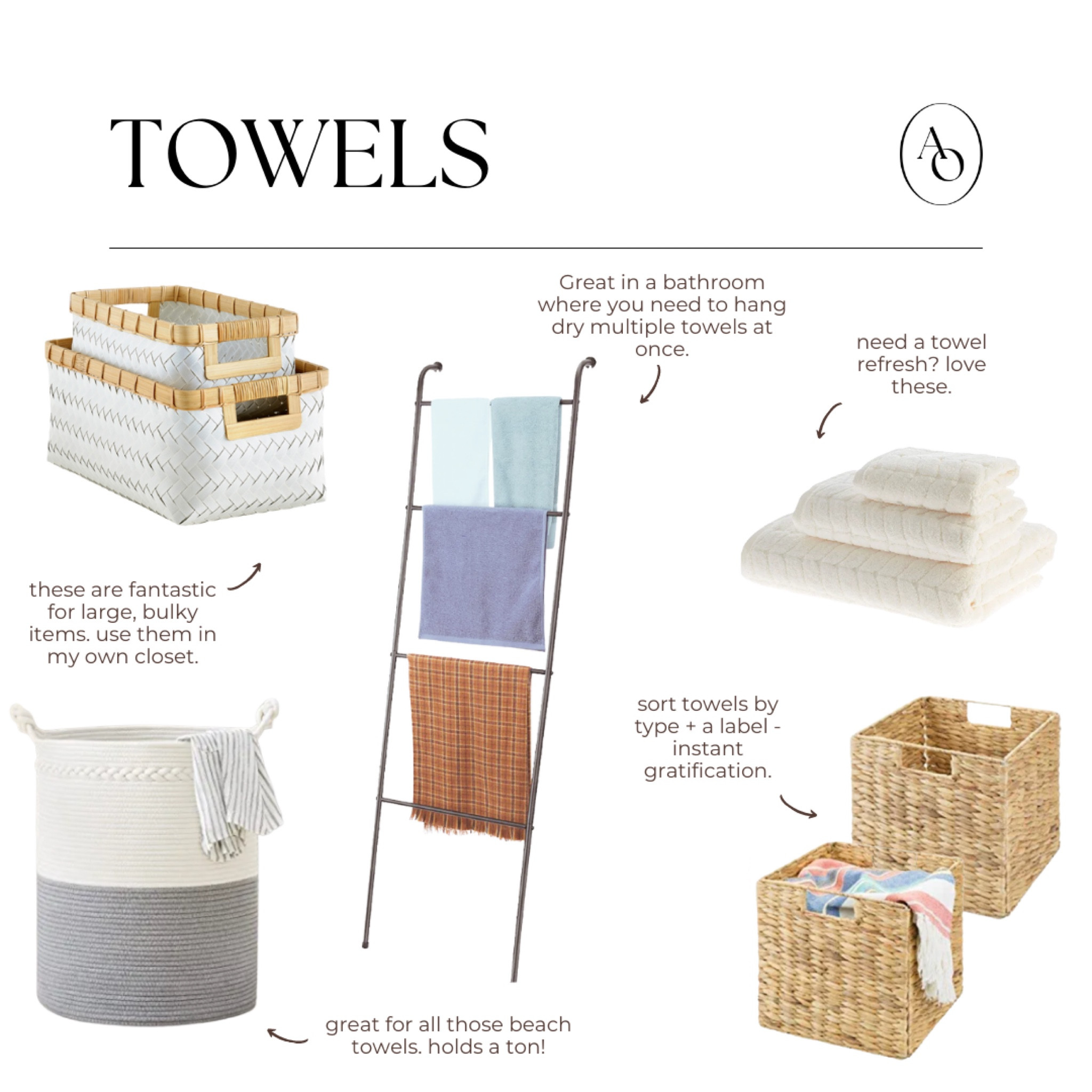 🧺 Towels! Day 11 of the #aullorganizedchallenge.

💪🏼 Today we’re tackling our towel situation.

I don’t know about you, but linens are hardly top of mind when it comes to organizing and decluttering — which means - we often don’t realize how much we have and aren’t using.

1. Gather the towels!

2. Quickly take out anything ripped, stained, or that no one in the family avoids like the plague.

3. Only put back the towels that are being regularly used and loved.

4. Storing on a shelf? - fold them! In a basket? I recommend rolling them. Need ideas? Highly recommend @thefoldinglady for some mesmerizing folding techniques.

5. PLEASE DO NOT THROW THEM AWAY.

• Unless they are severely damaged there are so many animal shelters who would happily accept your used towels. Those precious pups and kitties would much rather cuddle on your old linens than a bare cage or concrete floor. 🐶 🐱

#LTKunder50 #LTKfamily #LTKhome