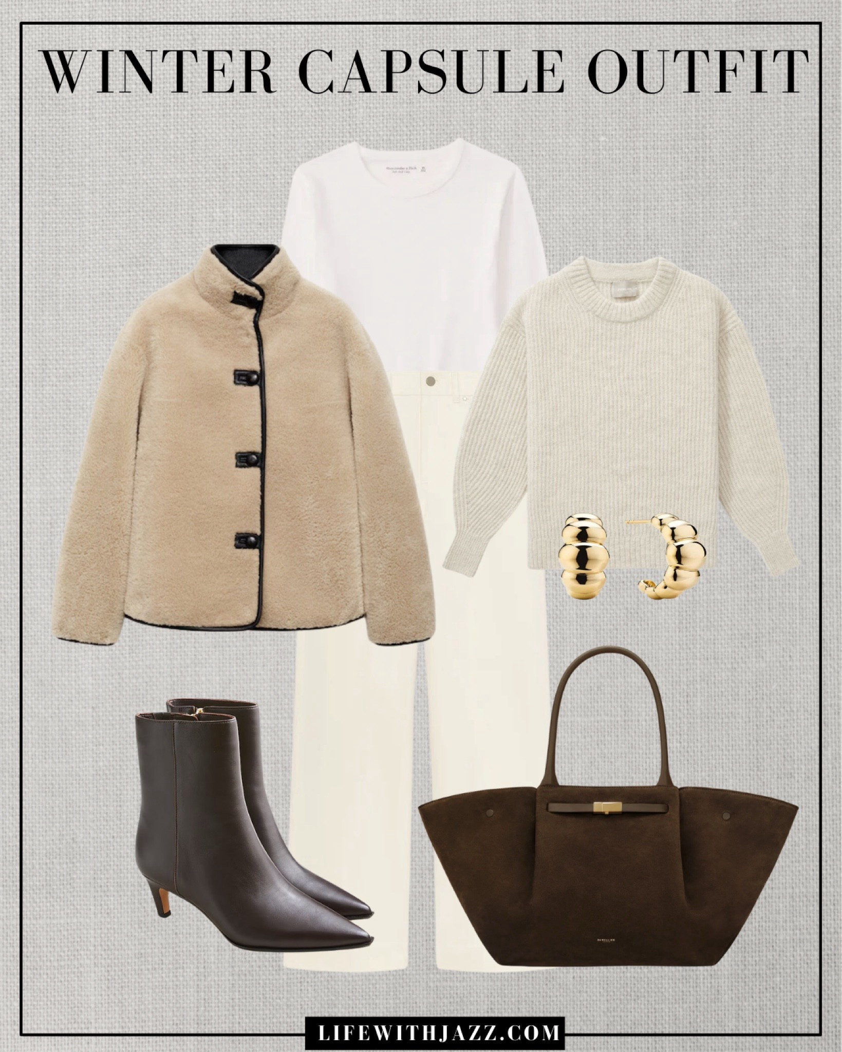 Winter capsule outfit 

Sherpa coat / long sleeve layering tee / knit sweater / cream sweater / cream pants / wide leg pants / chocolate brown kitten heel boots / suede brown tote bag / elevated style / dressy outfit / wc25 

#LTKStyleTip #LTKSeasonal