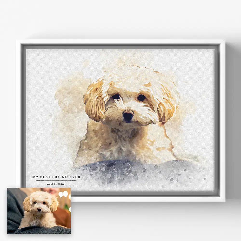 Watercolor Pet Portraits on Horizontal Canvas | Lime & Lou (US)