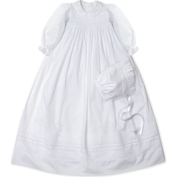 Silene L/S Christening Gown & Hat Set, White | Maisonette