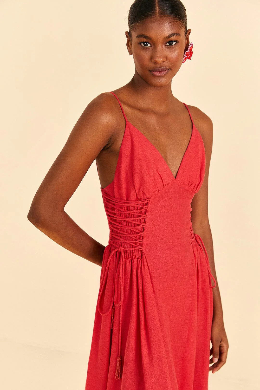 red sleeveless midi dress | FarmRio (US)