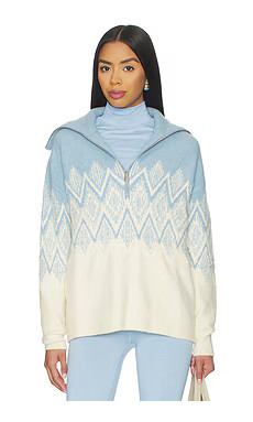 Varley Hedda Fairisle Half Zip Sweater in Ashley Blue from Revolve.com | Revolve Clothing (Global)