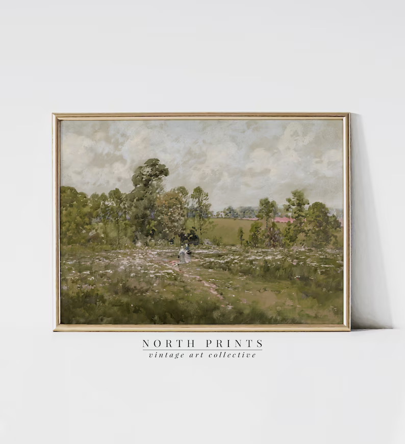 Summer Meadow Landscape Art Painting PRINTABLE | Large Watercolor Wall Art | DIGITAL Downloadable... | Etsy (US)