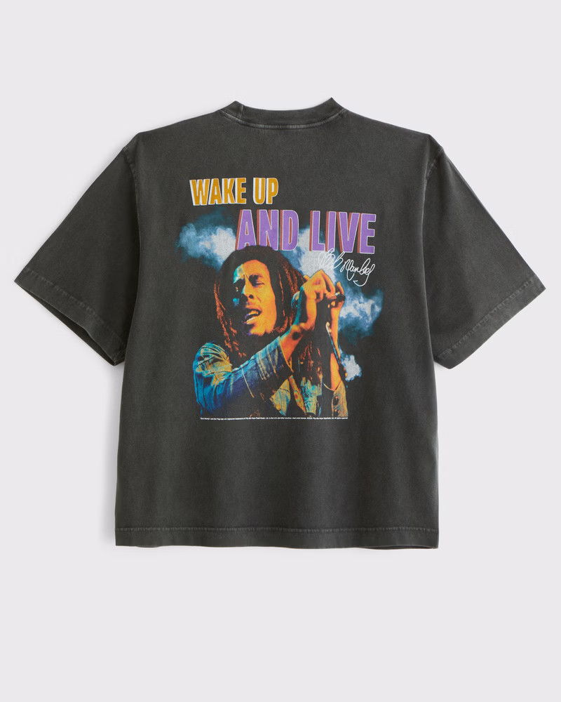 Abercrombie & Fitch Men's Bob Marley Vintage-Inspired Cropped Graphic Tee in Black - Size XXL | Abercrombie & Fitch (US)