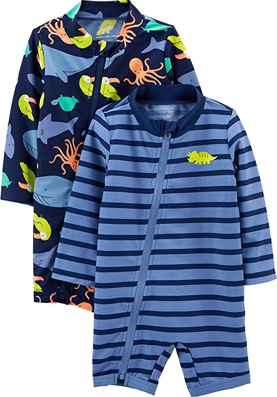 Simple Joys by Carter's Toddlers and Baby Boys' 1-Piece Zip Rashguards, Pack of 2 | Amazon (US)