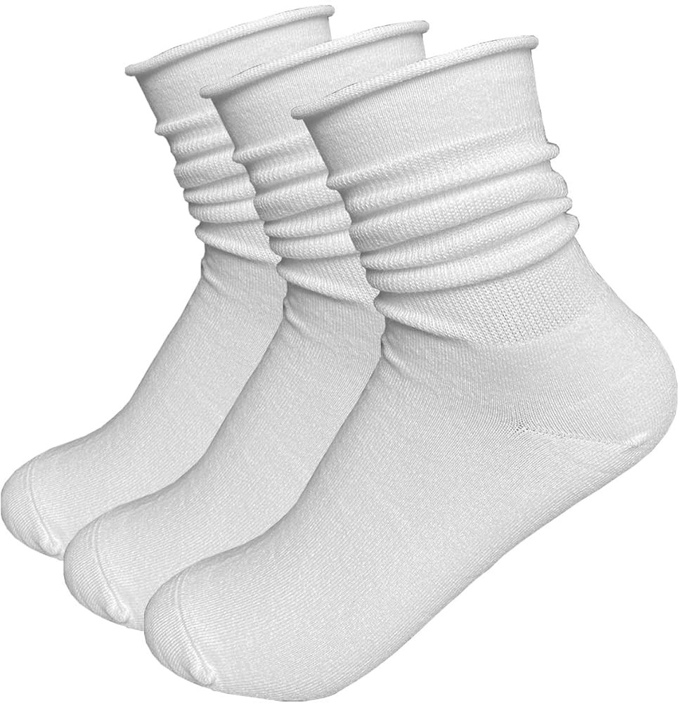 Doitall 3 Pairs Roll Top Slouch Crew Socks for Women, Thin Socks with Seamless Toe & Non-Binding ... | Amazon (US)