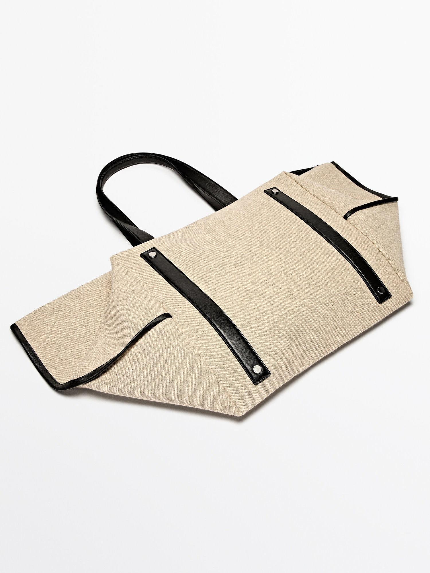 Linen maxi shopper bag | Massimo Dutti US