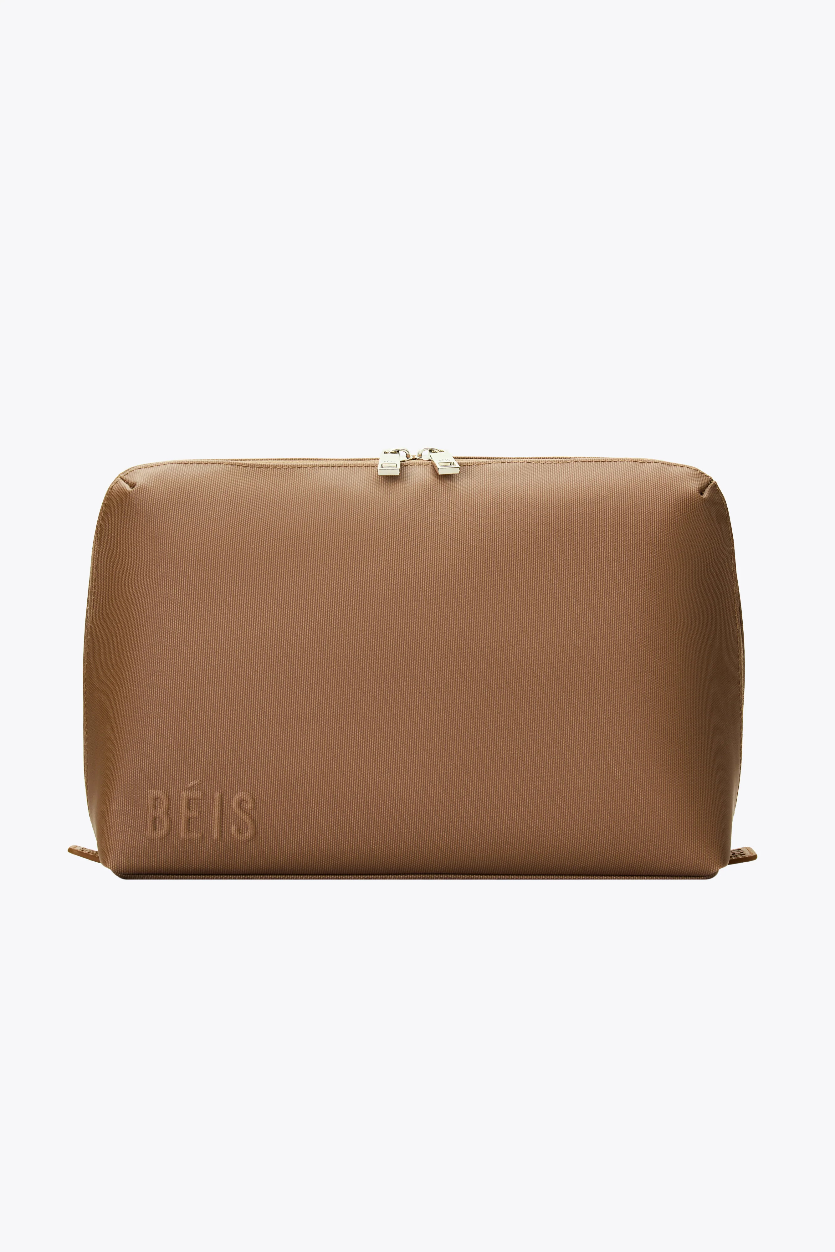 BÉIS 'The Large Cosmetic Pouch' in Camel - Large Cosmetic & Makeup Travel Bag with Compartments ... | BÉIS Travel