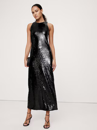 Stretch-Sequin Maxi Dress | Banana Republic (US)
