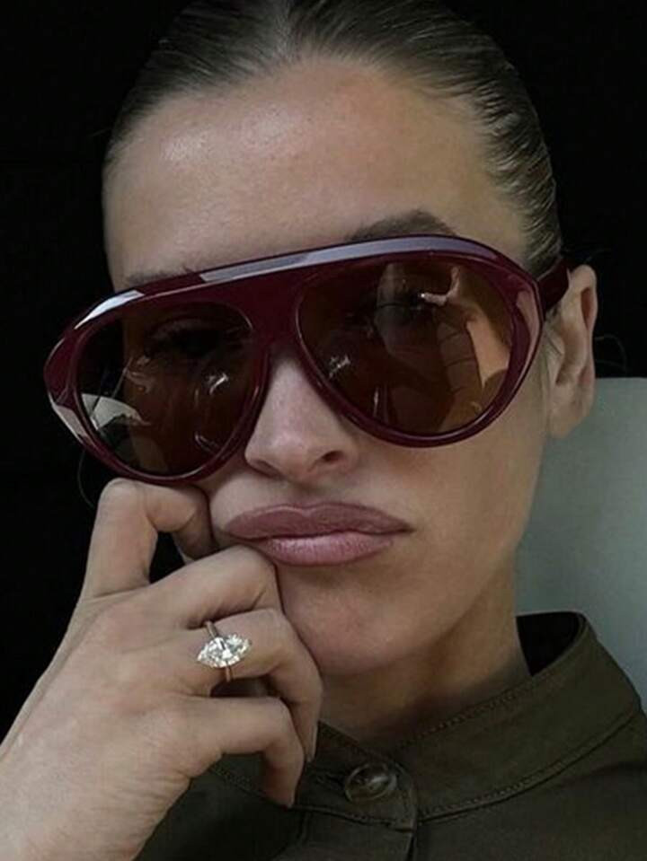 New Retro Extra Large Frame Wraparound Fashion Glasses For Street Style, Runway, Parties, Festiva... | SHEIN