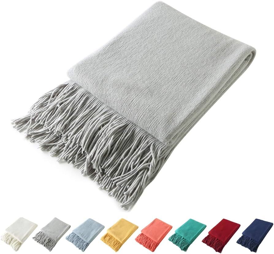 Homiest Decorative Knitted Throw Blanket with Fringe Soft & Cozy Tassel Blanket for Couch Sofa Be... | Amazon (US)