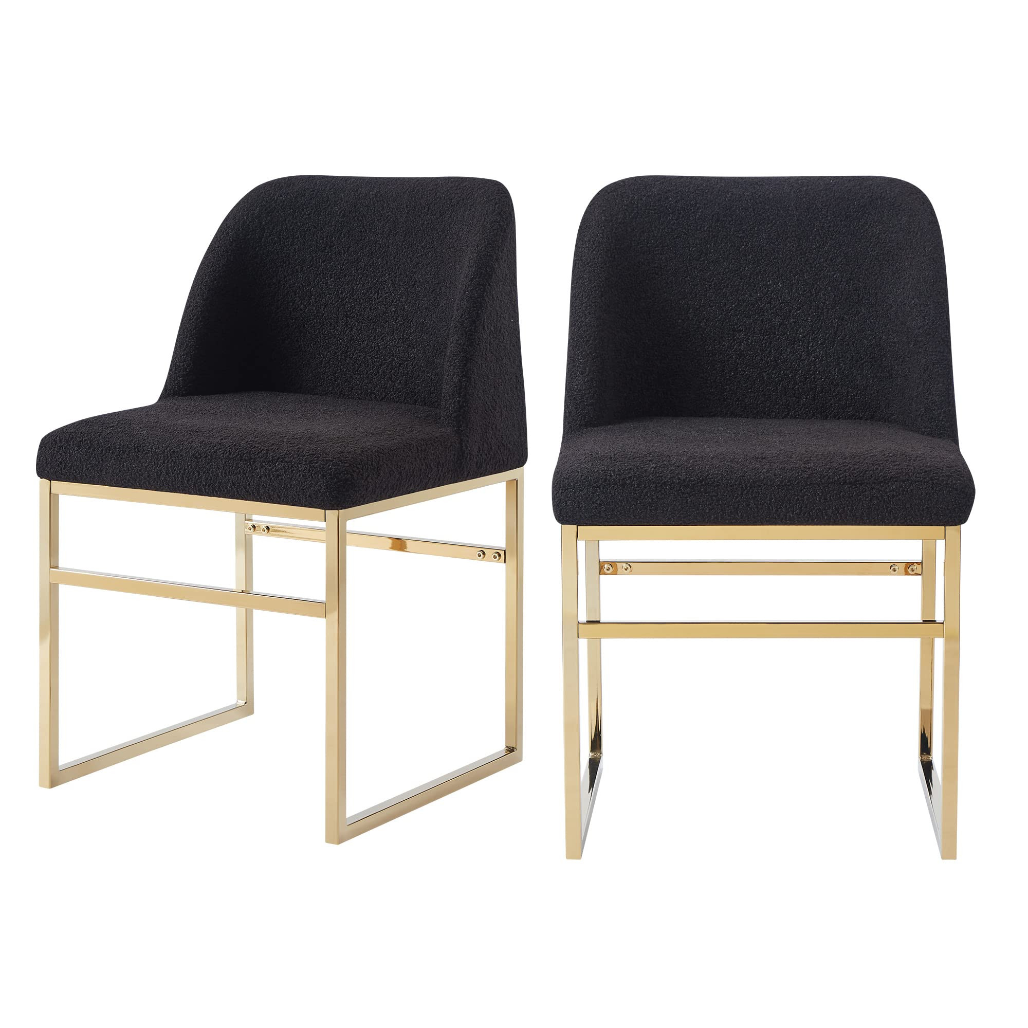 Cozy Castle Sherpa Accent Chairs Set of 2, Upholstered Living Room Side Chairs with Gold Metal Ba... | Amazon (US)