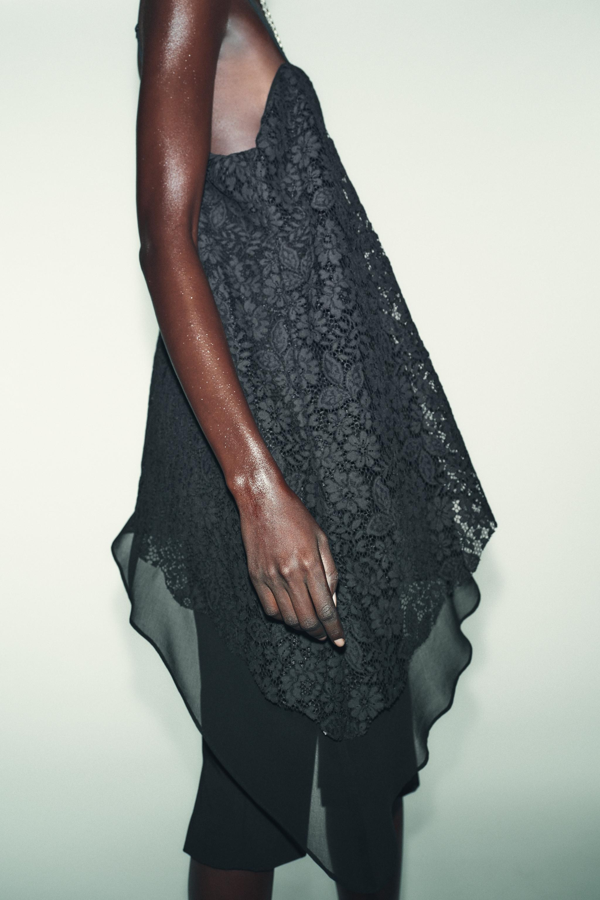 ASYMMETRIC LACE LONG TOP | Zara US