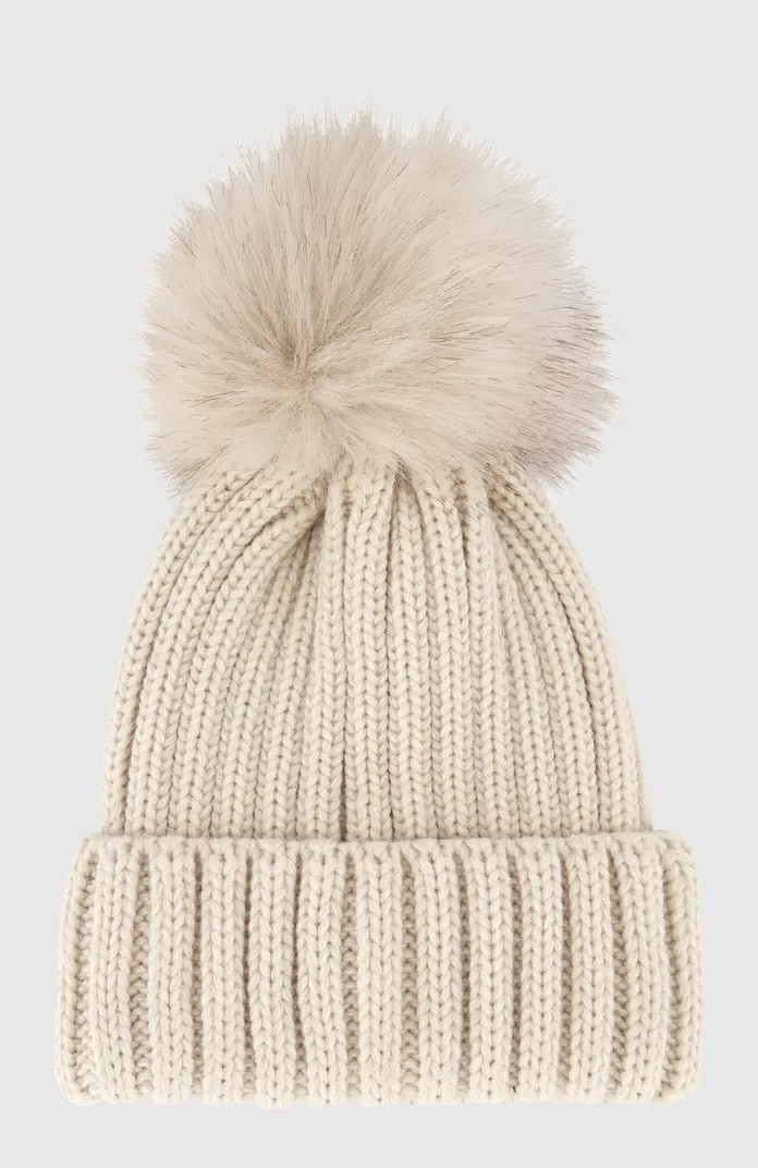 Beanie Hat With Fur-Free Fox (Faux Fur) Pompom | Nordstrom