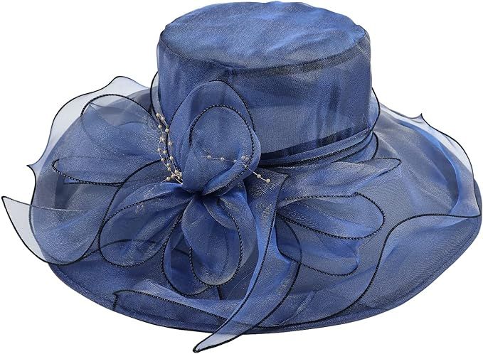 Women Large Flower Tea Party Fascinator Hat Church Cocktail Easter British Organza Dress Hat Cap ... | Amazon (US)