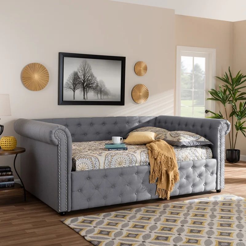 Alanson Modern And Contemporary Grey Fabric Upholstered Full Size Daybed | Wayfair North America