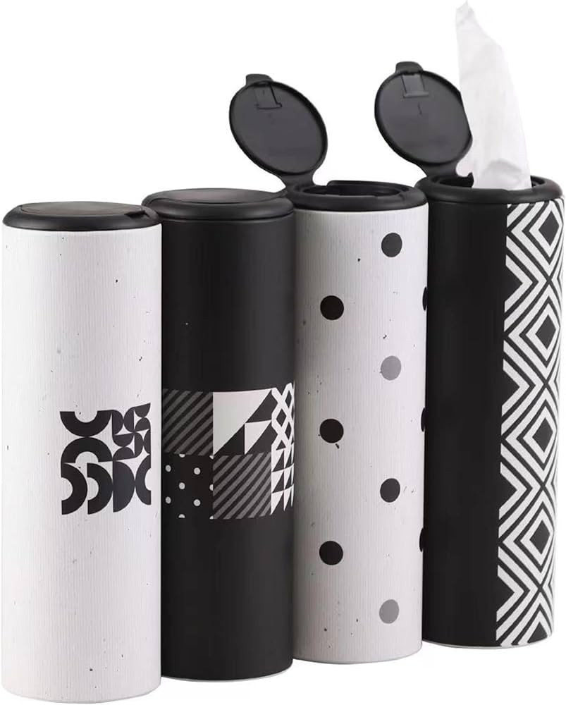 Car Tissue Holder with Facial Tissues Bulk - 4 PK Car Tissues Cylinder with Cap, Tissue Holder fo... | Amazon (US)