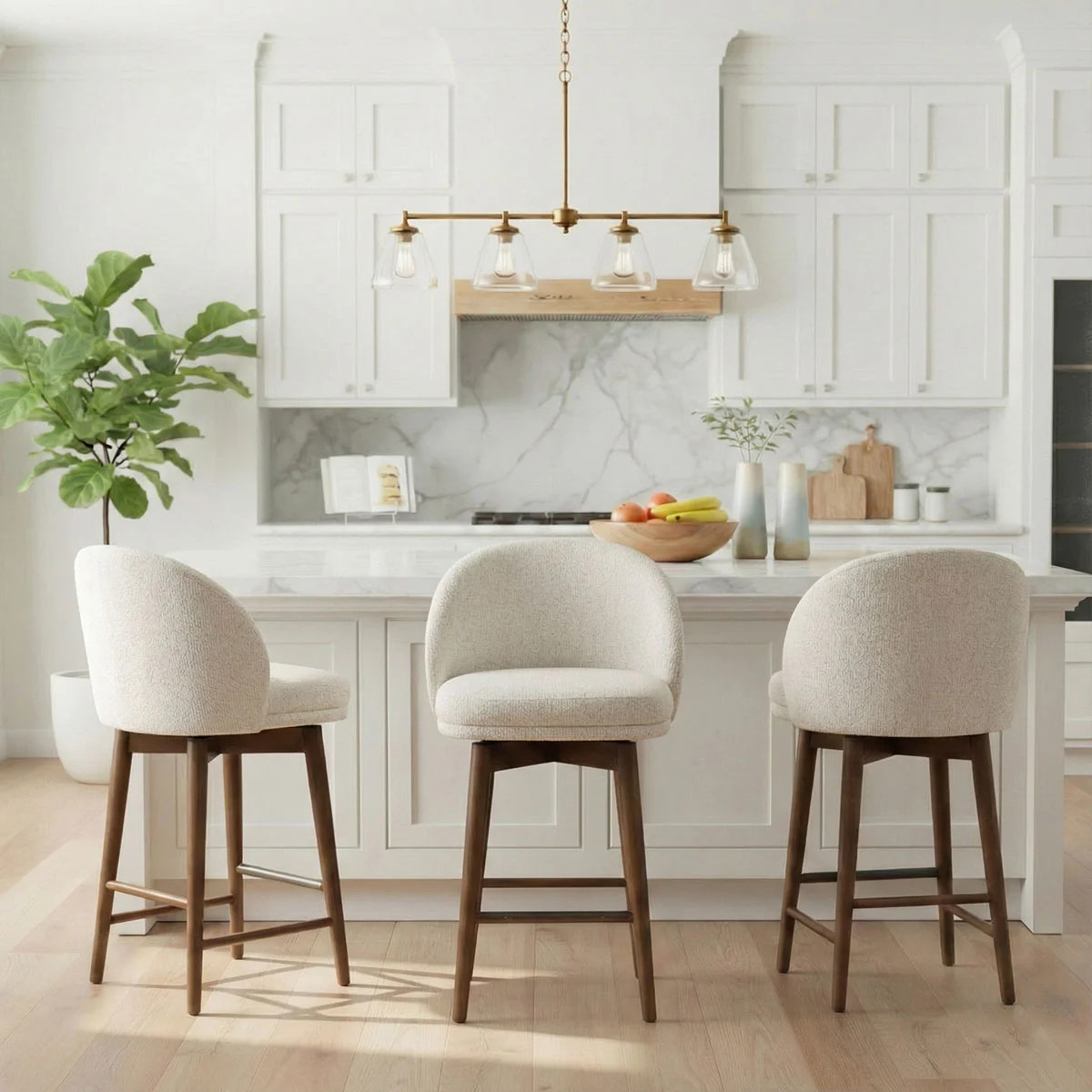 Swivel Upholstered Counter Stool (Set of 3) | Wayfair North America