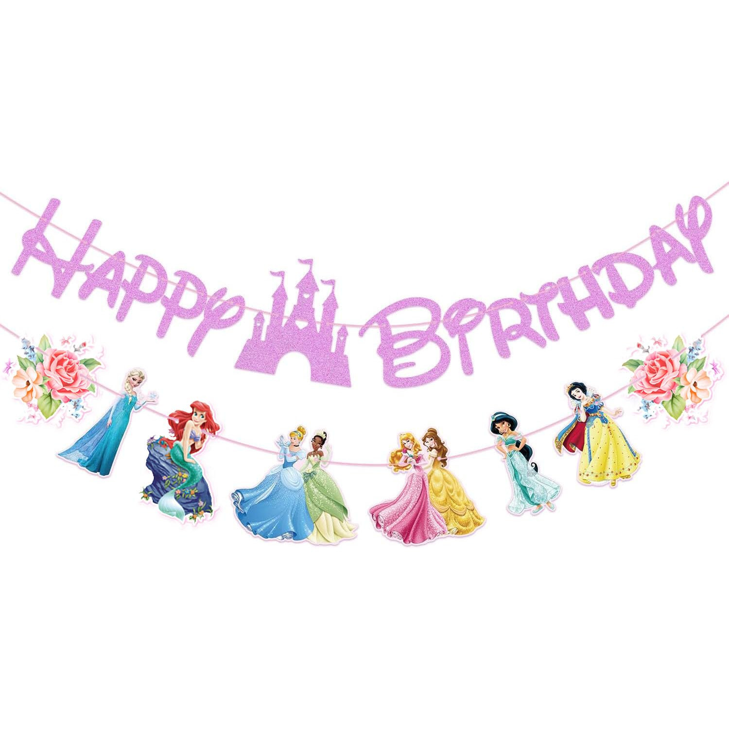Pink Princess Birthday Banner for Girls, Princess Birthday Party Decoration For Girls Kids Birthd... | Amazon (US)