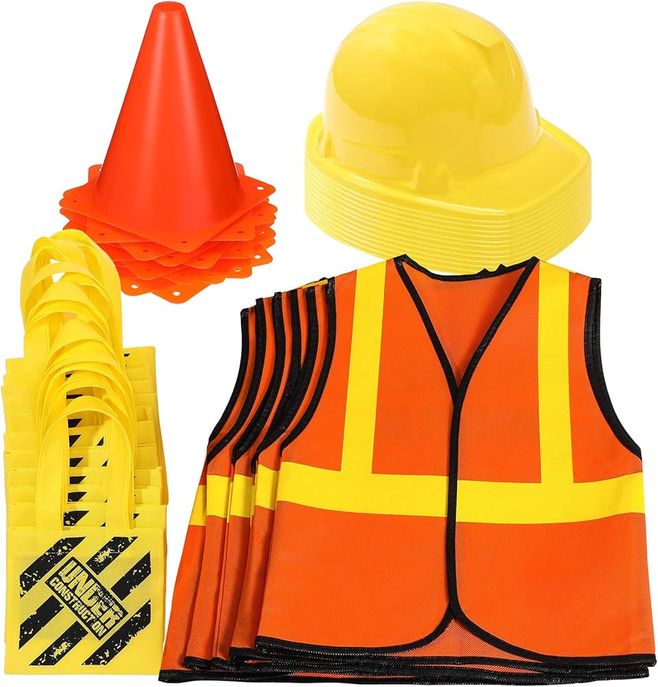 Gejoy 48 Pieces Construction Dress Supplies Construction Costume Worker Role Play Kit Including T... | Amazon (US)
