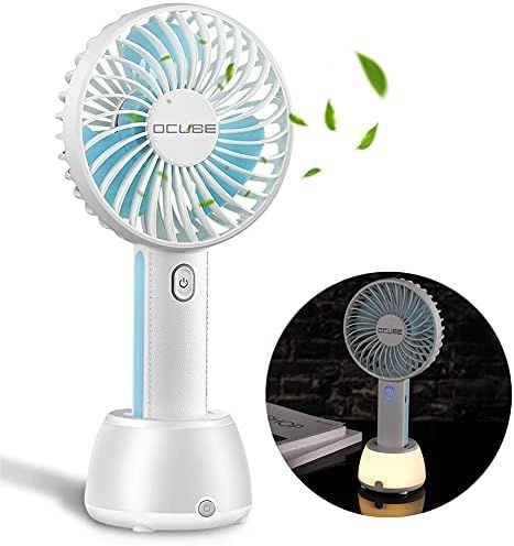 OCUBE Handheld Fan, Mini Hand Held Fan with 7 Color LED Light Base, 2000mAh Battery Operated USB Rec | Amazon (US)