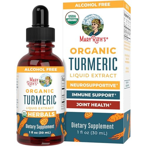 MaryRuth Organics Turmeric Curcumin Liquid Drops Sugar Free | USDA Organic | Organic Turmeric Supplement | Joint Support Supplement | Liver Support | Non-GMO | Gluten Free | Vegan | 1 Fl Oz | Amazon (US)