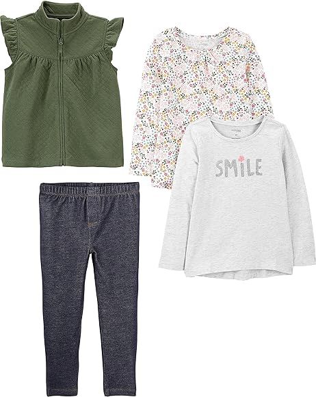 Simple Joys by Carter's Toddler Girls' 4-Piece Top and Vest Set, Pack of 4 | Amazon (US)