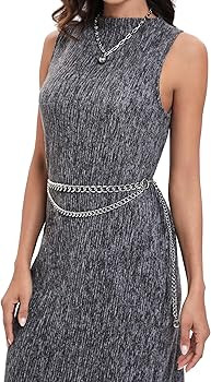 FAN&LOUIS Gold Waist Chain Belt for Women Dresses Metal Link Dangling Cinturones De Mujer | Amazon (US)