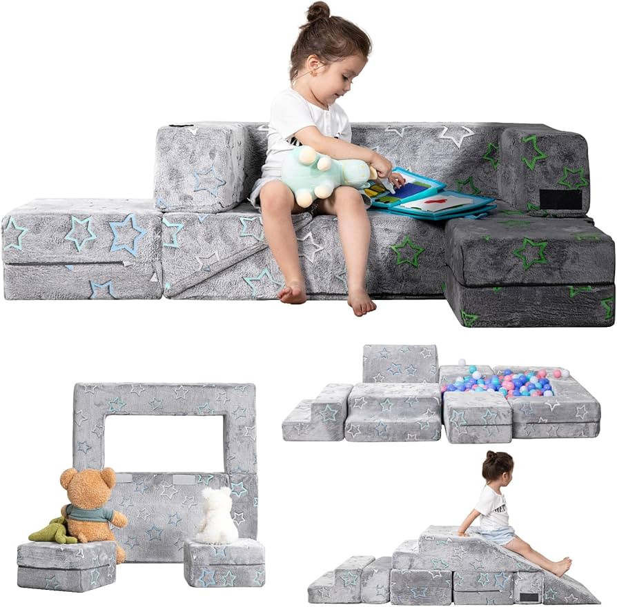 LOAOL Kids Couch Toddler Couch, Glow in The Dark Kids Play Couch, Foam Climbing Playset Imaginati... | Amazon (US)